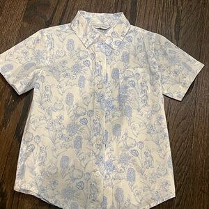 Janie and Jack Light Blue Botanical Bunny Button-Up Shirt PERFECT EASTER /SPRING